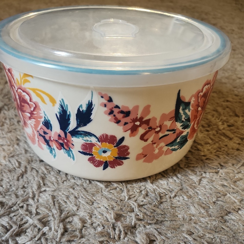 Pioneer Woman Keepsake Floral 7" Stoneware Food Storage Container w/Lid Vented